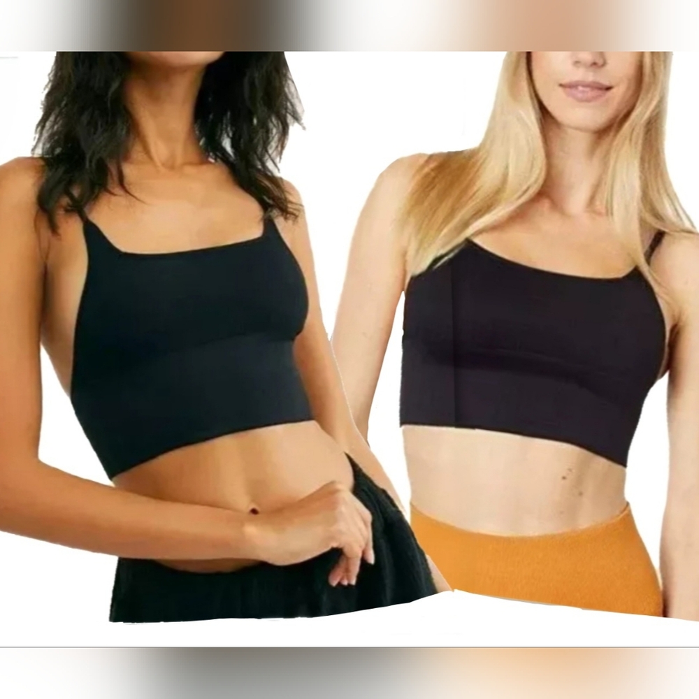Free People intimately blk Andi square neck crop seamless bralettes M/L